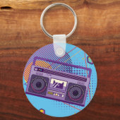 Funky 80s draagbare radiocassetspeler, 'boombox' sleutelhanger (Voorkant)
