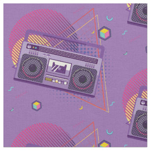 Funky 80s draagbare radiocassetspeler, 'boombox' stof