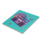 Funky 80s draagbare radiocassetspeler, 'boombox' tegeltje (Zijkant)