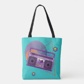 Funky 80s draagbare radiocassetspeler, 'boombox' tote bag (Achterkant)