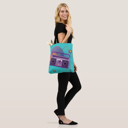 Funky 80s draagbare radiocassetspeler, 'boombox' tote bag (Op model)