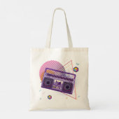 Funky 80s draagbare radiocassetspeler, 'boombox' tote bag (Achterkant)