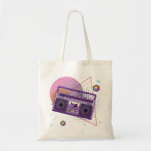 Funky 80s draagbare radiocassetspeler, 'boombox' tote bag (Voorkant)