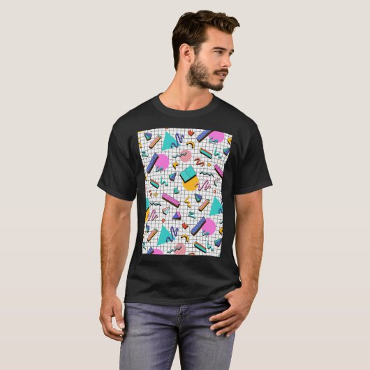 Funky 80s eighties Memphis Pattern Design Classic T-shirt (Voorkant volledig)