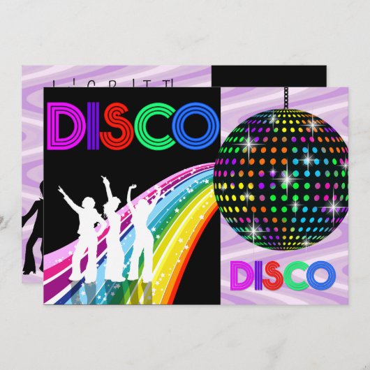 Funky 80's Theme Disco Verjaardagsfeestje Kaart (Voorkant / Achterkant)