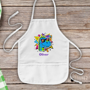 Funky 90s Dinosaur met Zonnebril Retro Geometrisch Kinder Schort
