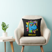 Funky 90s Dinosaur met Zonnebril Retro Geometrisch Kussen (Stoel)