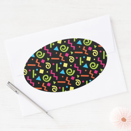Funky 90's Retro Thema Ovale Sticker (Envelop)