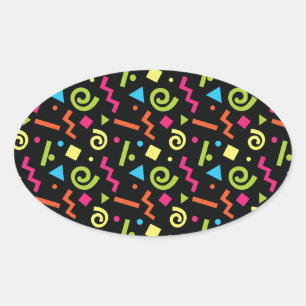 Funky 90's Retro Theme Ovale Sticker