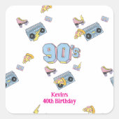 Funky 90's Theme Verjaardag Sticker (Voorkant)