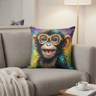 Funky aap met gouden bril kussen