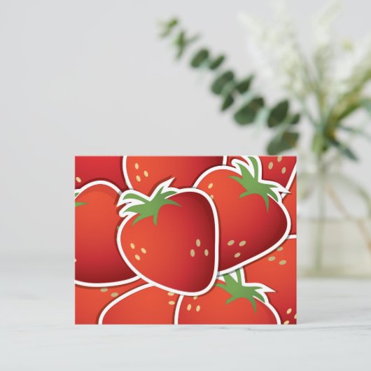 Funky aardbeien briefkaart (Staand voorkant)