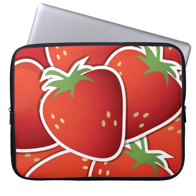 Funky aardbeien laptop sleeve (Voorkant)