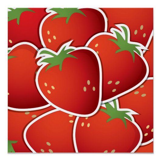Funky aardbeien poster (Voorkant)