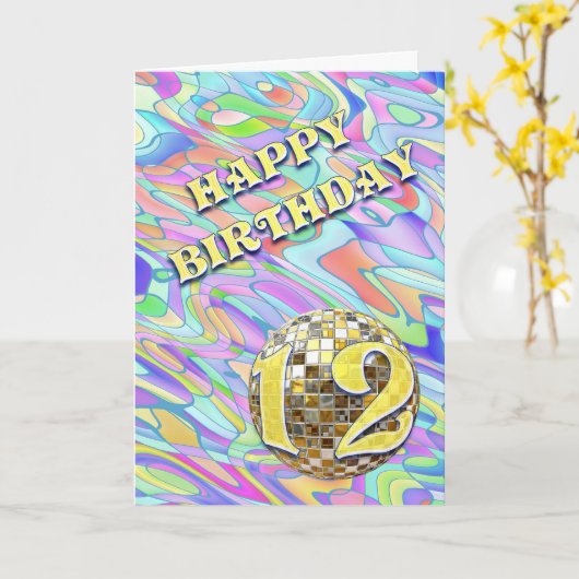 Funky abstract 12 verjaardagskaart kaart (Gele Bloem)