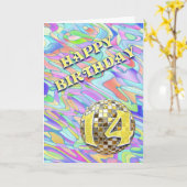 Funky abstract 14 verjaardagskaart kaart (Gele Bloem)