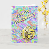 Funky abstract 15 verjaardagskaart kaart (Gele Bloem)