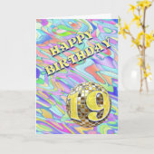 Funky abstract 19 verjaardagskaart kaart (Gele Bloem)