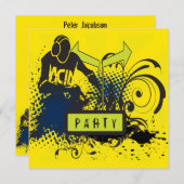 Funky Abstract Acid House DJ Party Kaart (Voorkant / Achterkant)