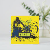 Funky Abstract Acid House DJ Party Kaart (Staand voorkant)