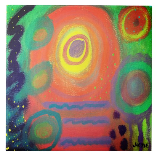 Funky Abstract Acryl Schilderen Tegeltje (Voorkant)