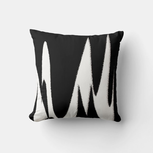 Funky Abstract Art Black White Kussen (Voorkant)