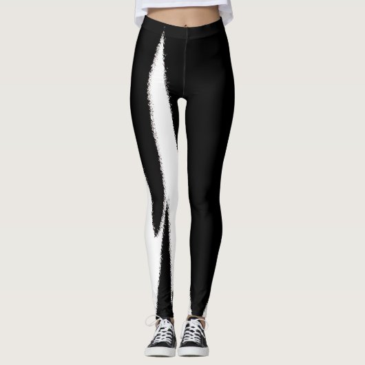 Funky Abstract Art Black White Leggings (Voorkant)