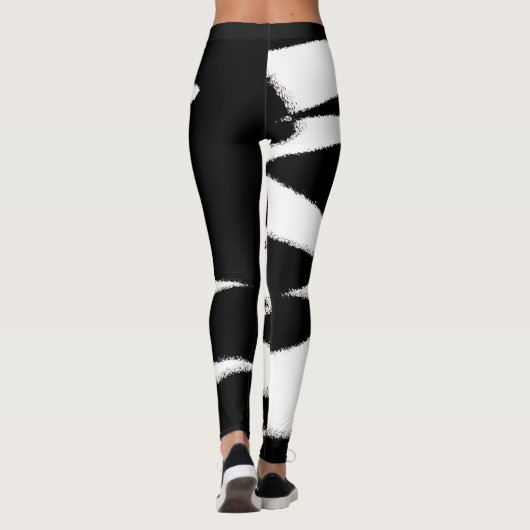 Funky Abstract Art Black White Leggings (Achterkant)