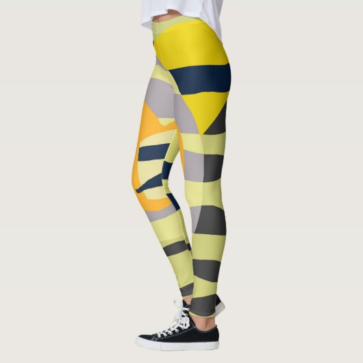 Funky Abstract Art Bord Pastel Charcoal Yellow Leggings (Links)