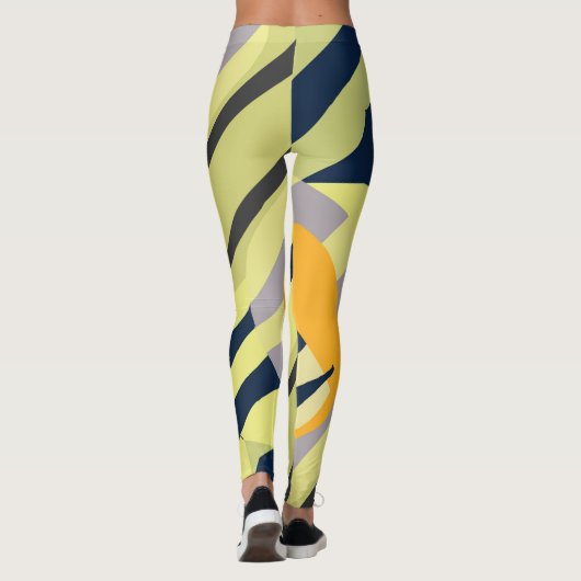 Funky Abstract Art Bord Pastel Charcoal Yellow Leggings (Achterkant)
