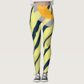Funky Abstract Art Bord Pastel Charcoal Yellow Leggings (Voorkant)