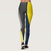 Funky Abstract Art Bord Pastel Charcoal Yellow Leggings (Achterkant)