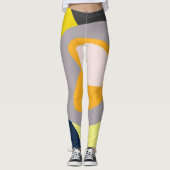 Funky Abstract Art Bord Pastel Charcoal Yellow Leggings (Voorkant)