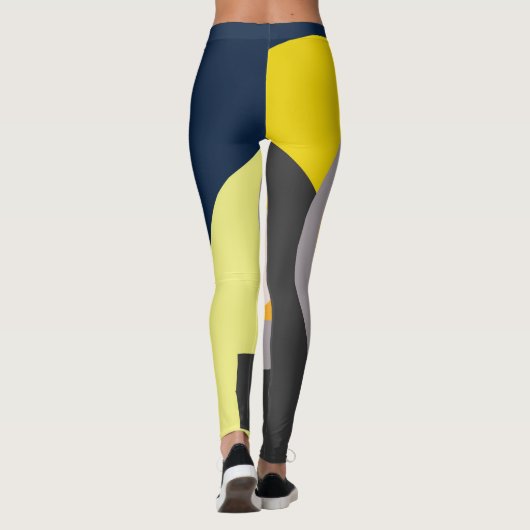 Funky Abstract Art Bord Pastel Charcoal Yellow Leggings (Achterkant)