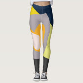 Funky Abstract Art Bord Pastel Charcoal Yellow Leggings (Voorkant)