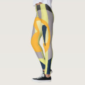 Funky Abstract Art Bord Pastel Charcoal Yellow Leggings (Links)