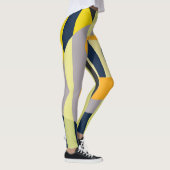 Funky Abstract Art Bord Pastel Charcoal Yellow Leggings (Rechts)
