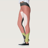 Funky Abstract Art Bord Pastel Houtskool Koraal Leggings (Links)