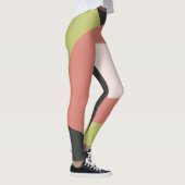 Funky Abstract Art Bord Pastel Houtskool Koraal Leggings (Rechts)