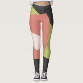 Funky Abstract Art Bord Pastel Houtskool Koraal Leggings (Voorkant)