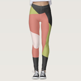 Funky Abstract Art Bord Pastel Houtskool Koraal Leggings