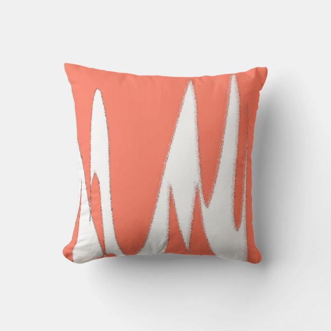 Funky Abstract Art Coral White Kussen (Voorkant)