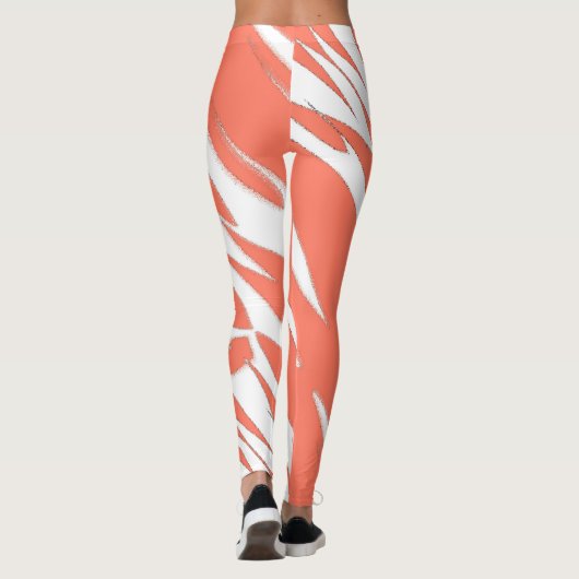 Funky Abstract Art Coral White Leggings (Achterkant)
