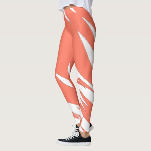 Funky Abstract Art Coral White Leggings (Links)