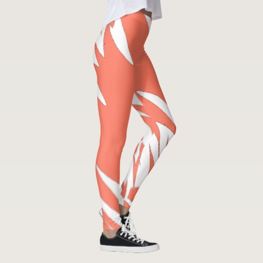 Funky Abstract Art Coral White Leggings (Rechts)