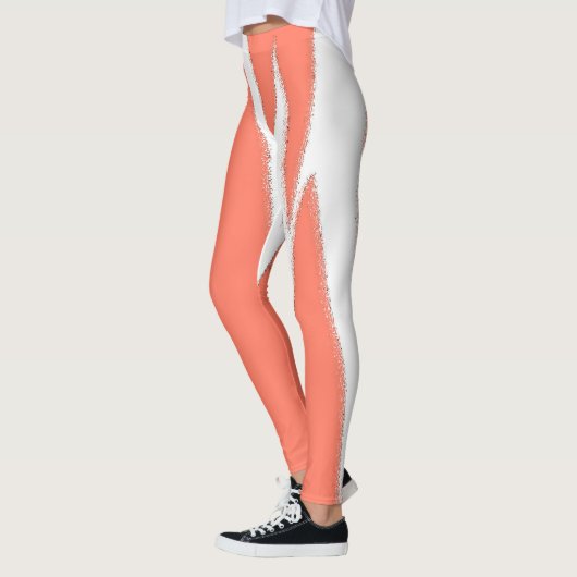 Funky Abstract Art Coral White Leggings (Links)