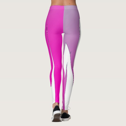 Funky Abstract Art Paars Pink White Leggings (Achterkant)