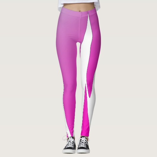 Funky Abstract Art Paars Pink White Leggings (Voorkant)