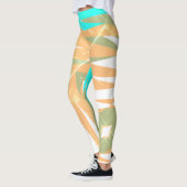 Funky Abstract Art Pastel Turquoise White Leggings (Links)