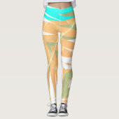 Funky Abstract Art Pastel Turquoise White Leggings (Voorkant)